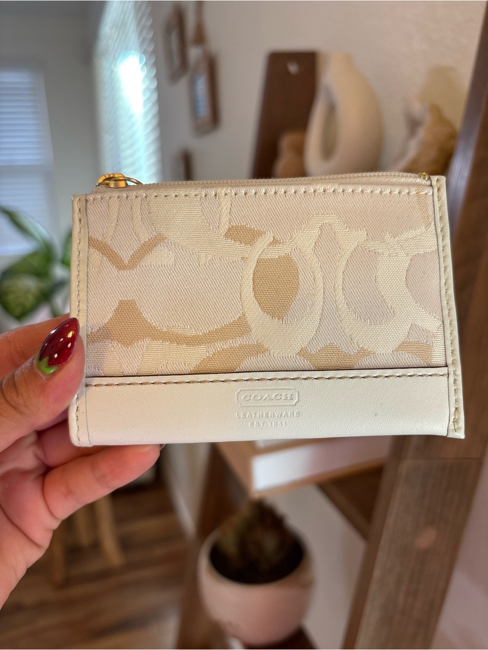 Vintage Coach Signature Jacquard Coin Purse Card Case